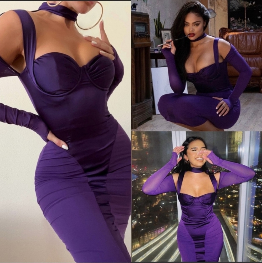 Talika Purple Mesh Corset Dress